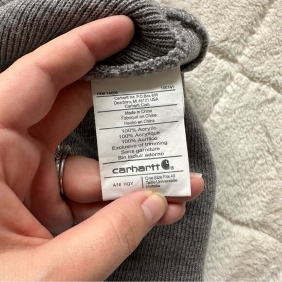 Carhartt | Gray Knit Cuffed Foldover Beanie Hat | Size One Size Fits Most - Picture 6 of 8